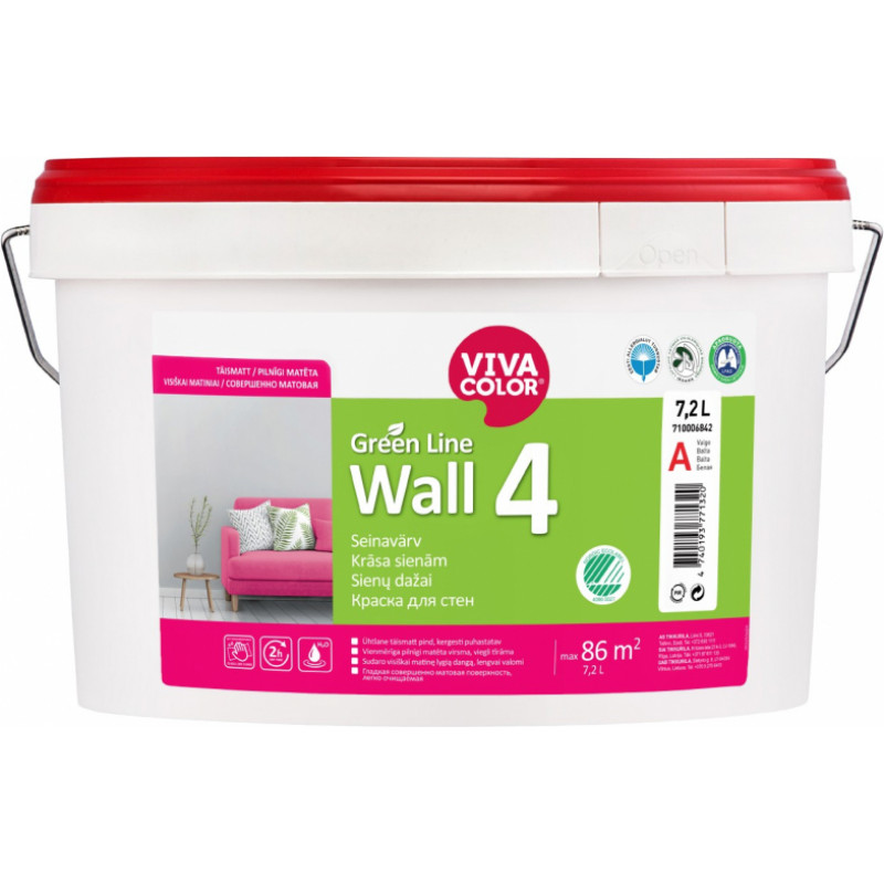 Vivacolor Wall 4 A Sienas krāsa, pilnīgi matēta 7.2L