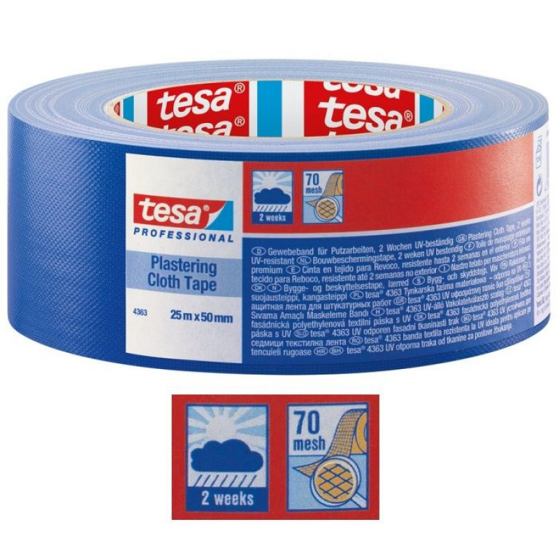 Tesa krāsotāju lente auduma PVH UV (2 ned.) 50mm x 25m, Ārdarbiem