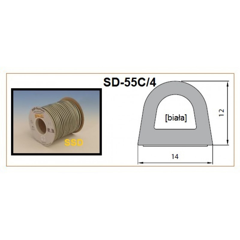 Sanok Blīvgumija dubultā D profils 12x14mm balts (2x20m) m