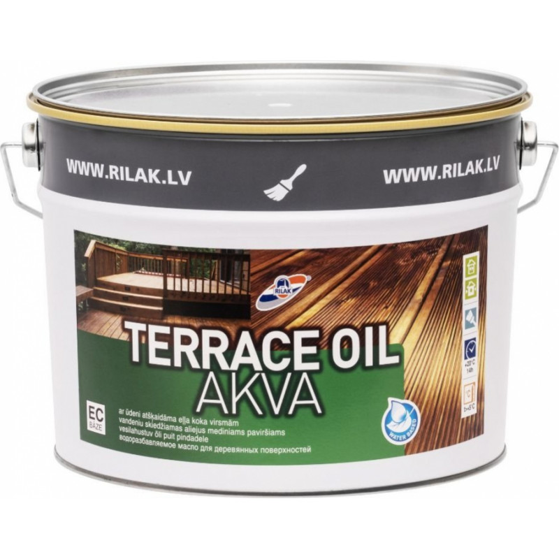 Rilak Eļļa terasēm RILAK TERRACE OIL AKVA EC-bāze 9.9L - gab