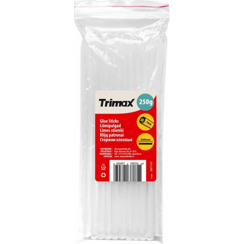 Trimax Līmes stienīši TRIMAX, caurspīdīgi, 7x200 mm, 250 g - gab