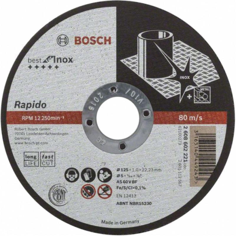 Bosch Griešanas disks metālam Bosch Best for INOX AS 60 T INOX BF 125x22.23 mm - gab