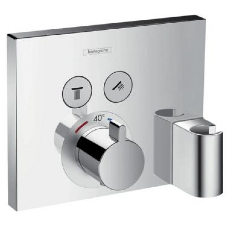 Hansgrohe ShowerSelect Iebūvējamais dušas termostats ar Fixfit turētāju, 2 funkcijas, hroms