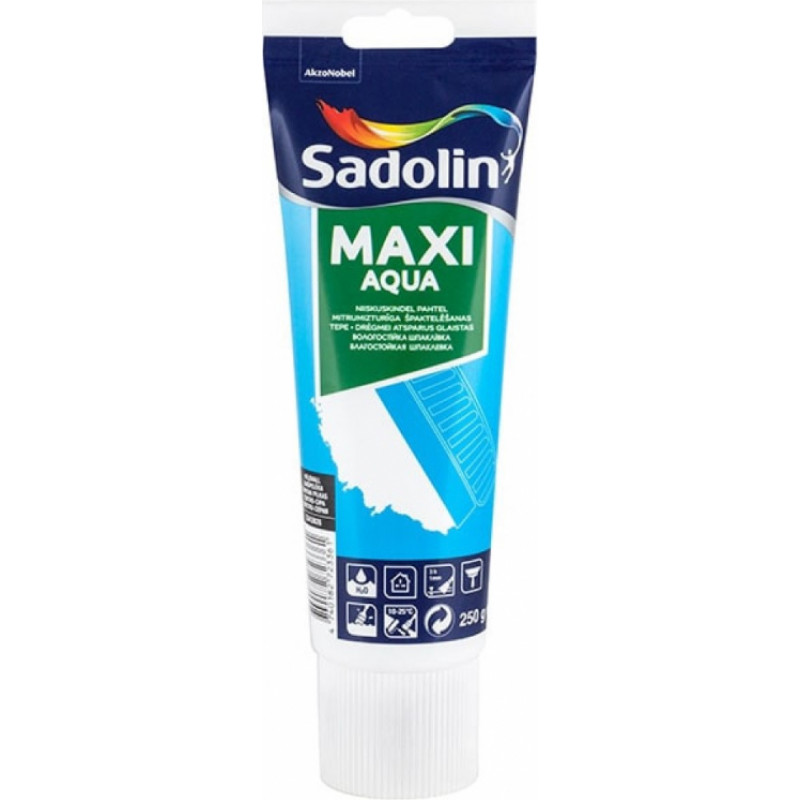 Sadolin Maxi Aqua mitrumizturīga, smalkgraudaina špaktelēšanas tepe, pelēka 0.25L