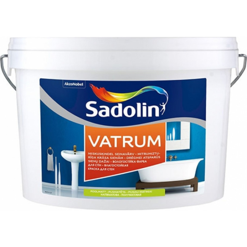 Sadolin Vatrum Mitrumizturīga krāsa sienām, pusmatēta BW 5L