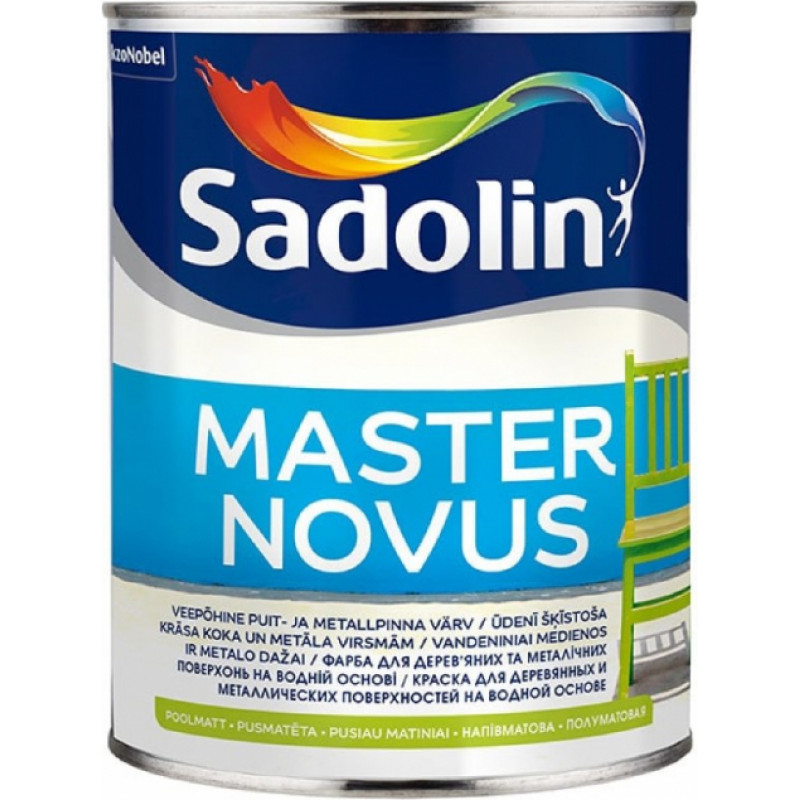 Sadolin Master Novus Pusmatēta krāsa uz ūdens bāzes, koka un metāla virsmām BW 1L