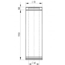 Almeva Dūmvada caurule izolēta 950mm DW25/250 - gab.