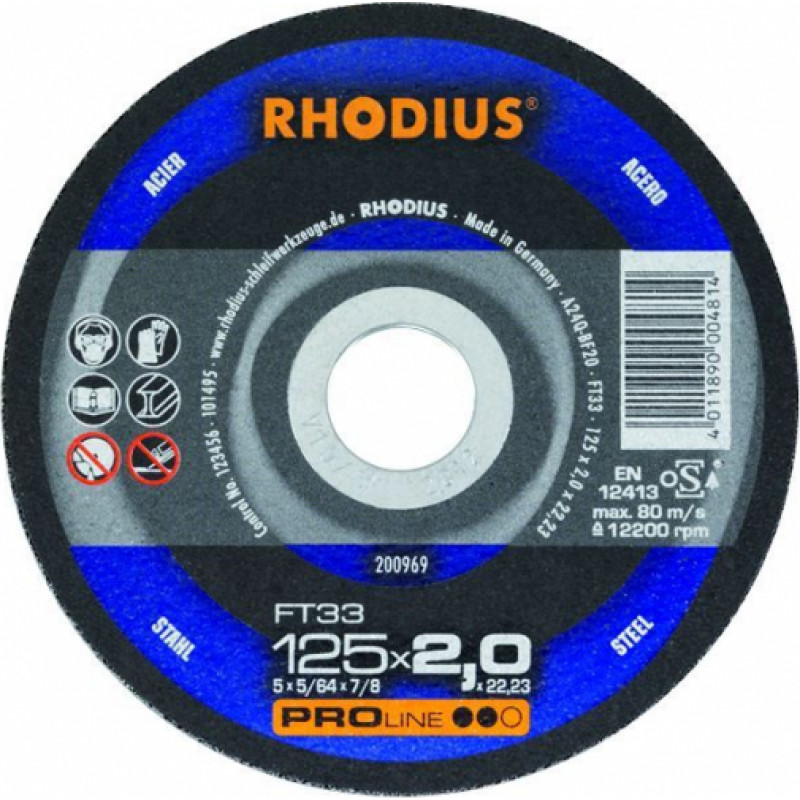 Rhodius Griešanas diski FTK33 125x3.0x22.23 - gab.