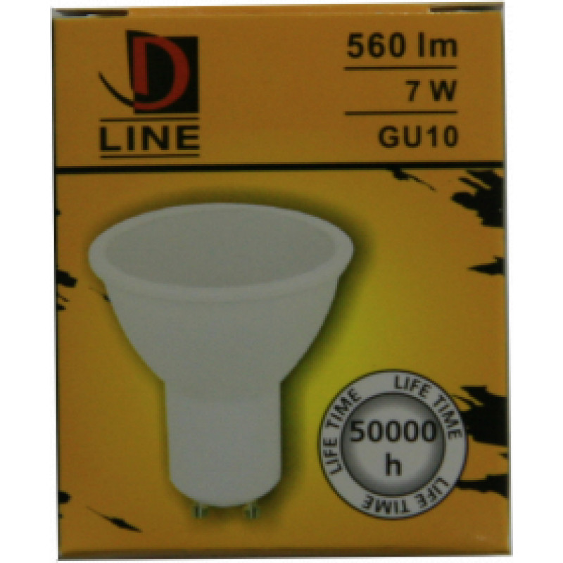 D Line LED spuldze 7W GU10 2700k D Line