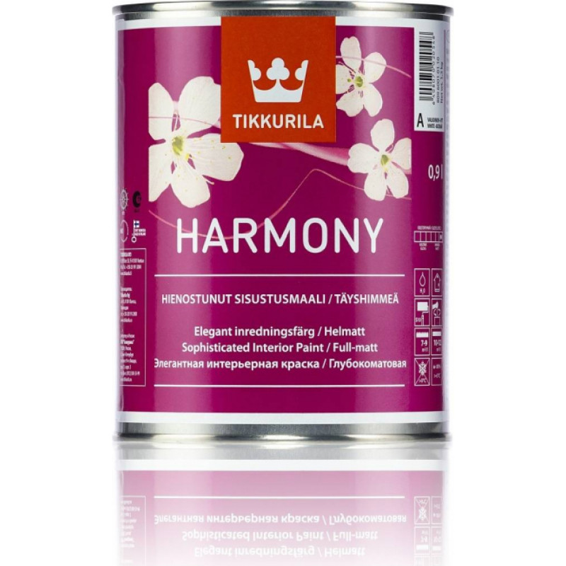 Tikkurila Akrilāta lateksa krāsa Tikkurila Harmony Pilnīgi Matēta A-bāze 0.9L - gab