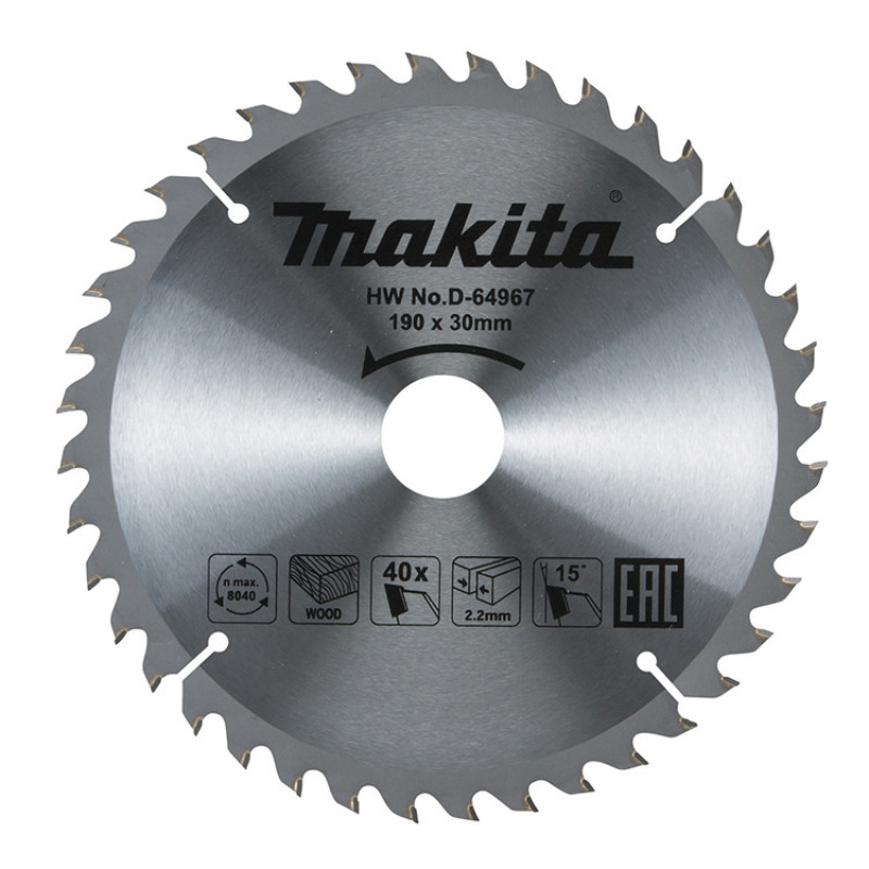 Makita Zāģripa kokam MAKITA 190x30 mm, T40, D-64967 - gab