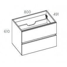 Balteco izlietnes skapītis Grada, 800x491 mm, h=610 mm, 2A, graphite