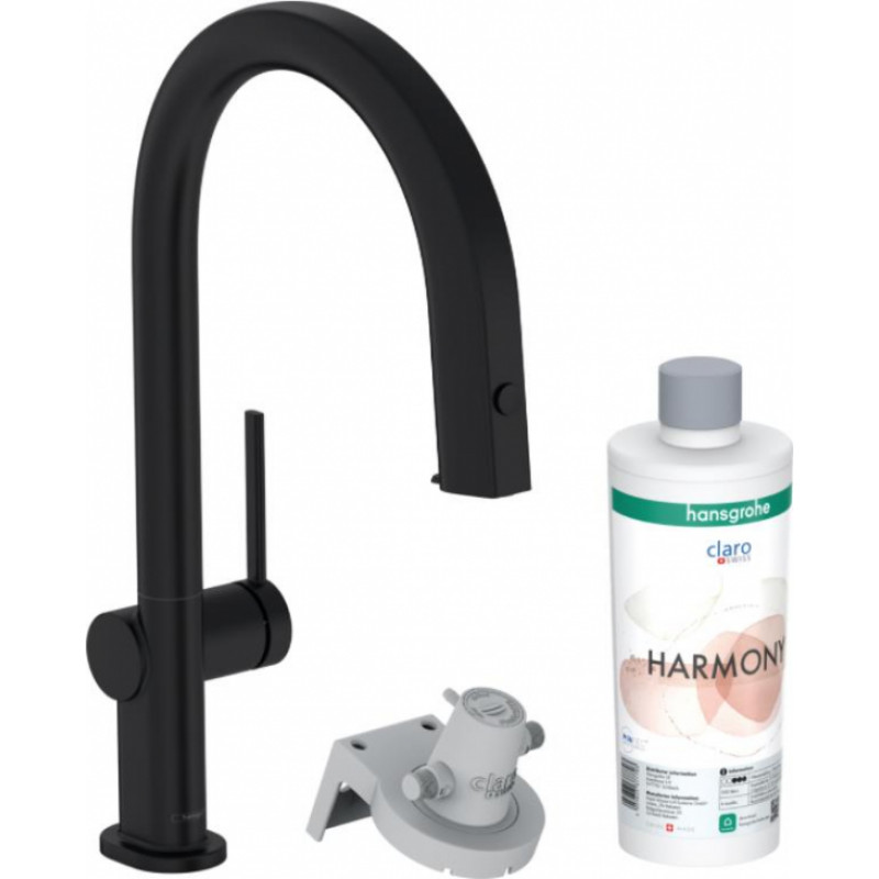 Hansgrohe virtuves izlietnes maisītājs ar izvelkamu dušu Aqittura M91 FilterSystem 210, matēts melns + sBox