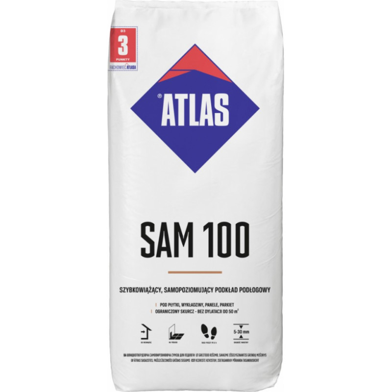 Atlas SAM 100 pašizlidzinošs zem grīdas maisījums (5-30mm), 25kg