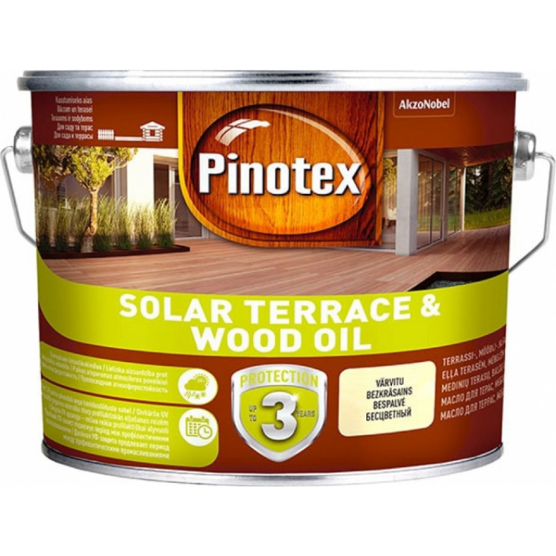 Pinotex Solar Terrace & Wood Oil Eļļa terasēm, dārza mēbelēm un fasādēm, bezkrāsains, 2.33L