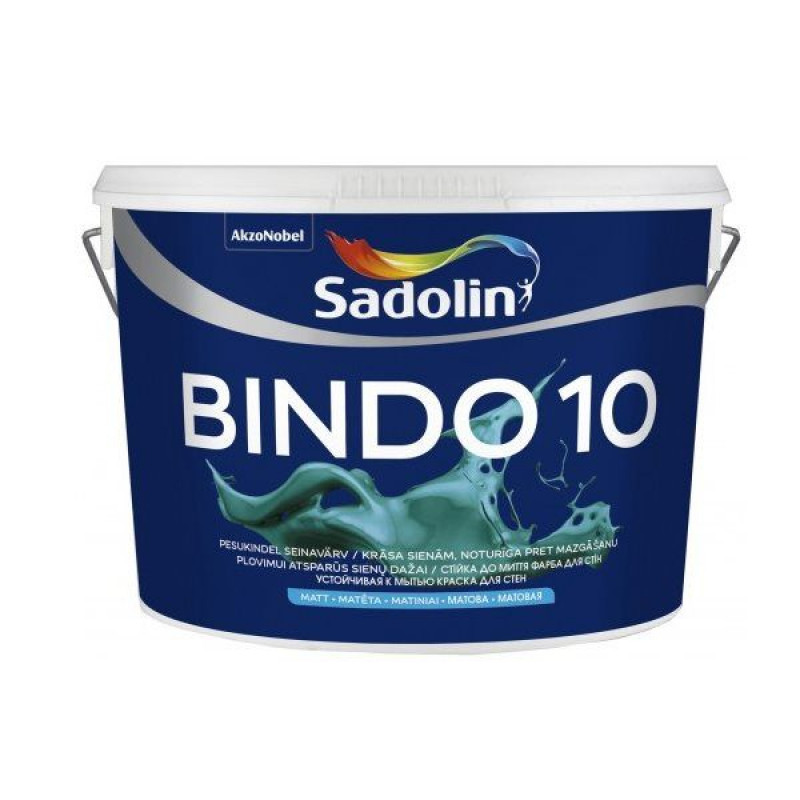 Sadolin Bindo 10 Noturīga pret mazgāšanu, matēta krāsa sienām BW 10L