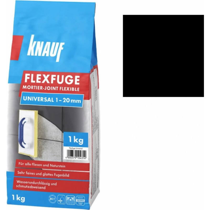 Knauf Flexfuge Universal Cementa bāzes flīžu šuvotājs, samta melns, 1kg