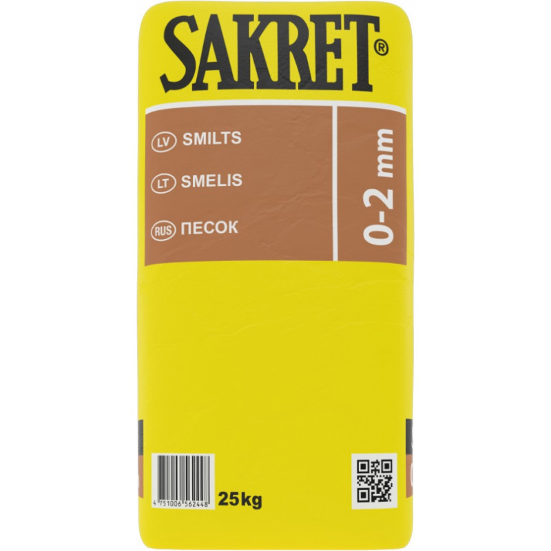 Sakret SM Smilts, frakcija 0-2mm, 25kg