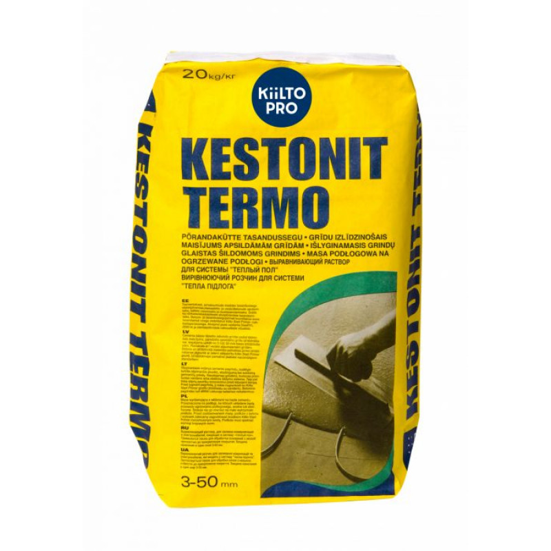 Kiilto Kestonit Termo pašizlīdzinošais maisījums ar šķiedrām apsildāmajām grīdām, 20kg