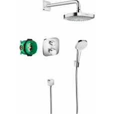 Hansgrohe Croma Select E/Ecostat E Showerset iebūvējams dušas termostata komplekts ar augšējo dušu un rokas dušas klausuli, hroms - gab.