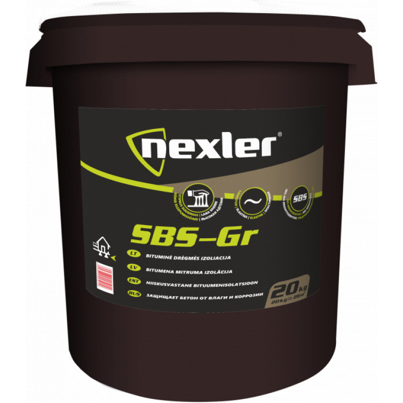 Nexler Hidroizolācija 10kg Nexler SBS - GR ēku pamatiem