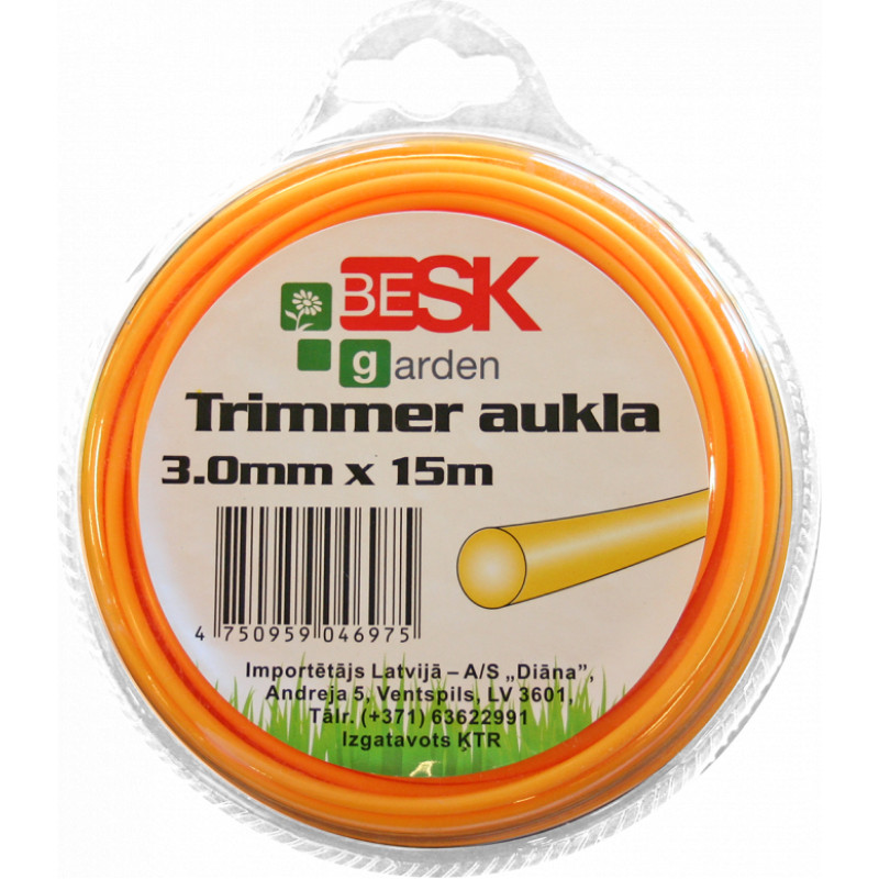 Besk Trimmera aukla 3.0mm*15m apaļa