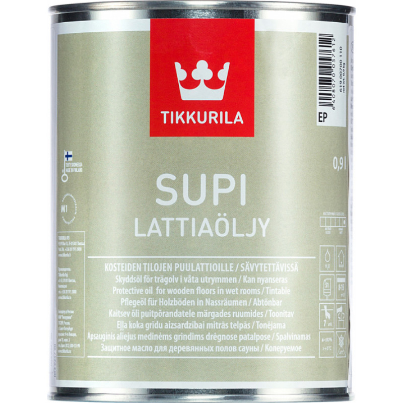 Tikkurila Eļļa pirts grīdām Tikkurila SUPI Lattiaoljy, 0.9l - gab