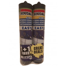 Soudal Sanitārais hermētiķis SOUDAL Easy Sanitary 290ml, 1+1, balts - kompl