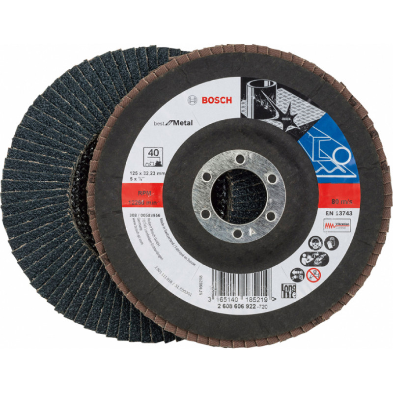 Bosch Vēdekļveida slīpēšanas disks Bosch X571 Best For Metal, 125 mm, K40 - gab