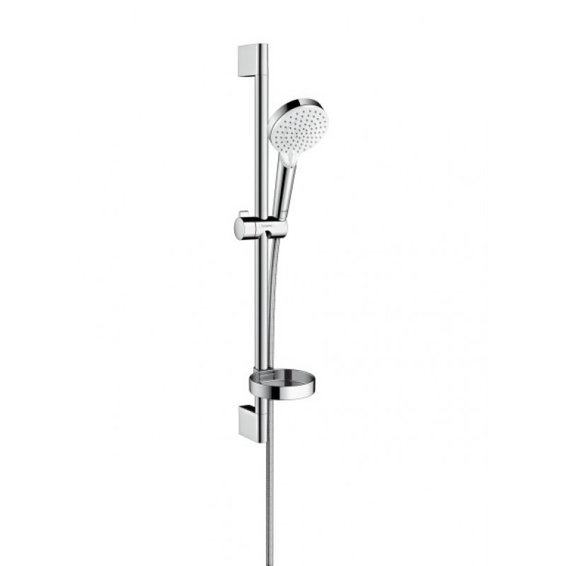 Hansgrohe rokas dušas komplekts Crometta 100 Vario Casetta, 650 mm, ar ziepju trauku, balts/hroms