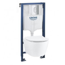 Grohe komplekts - pods ar QR/SC vāku Serel Rimless, rāmis Solido, taustiņšArena Cosmo (hroms)