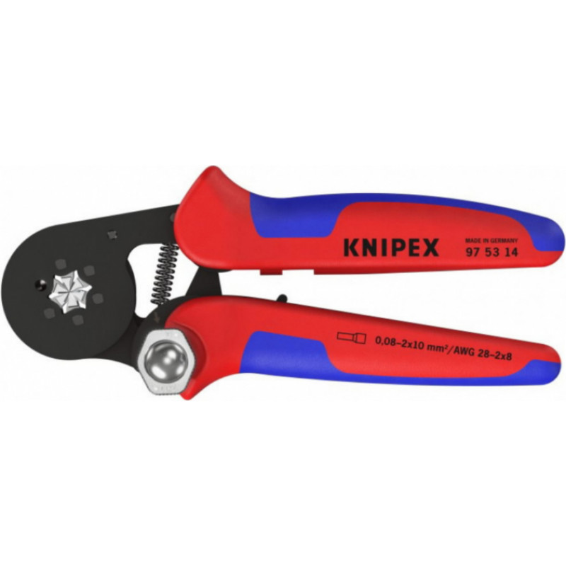 Knipex Vadu uzgaļu presēšanas stangas HEX 0,08-16mm2 Pašregul., Knipex