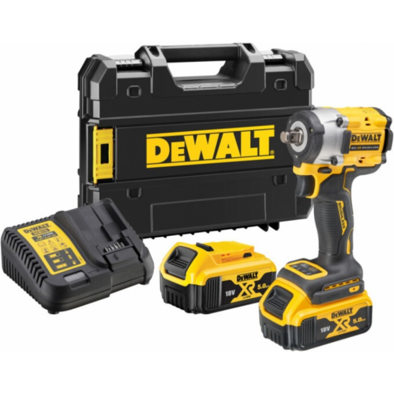 Dewalt Akumulatora trieciena uzgriežņu atslēga 18V XR, 1/2'', 406Nm, HR (+2x5.0Ah, lādētājs, koferis)DCF921P2T-QW