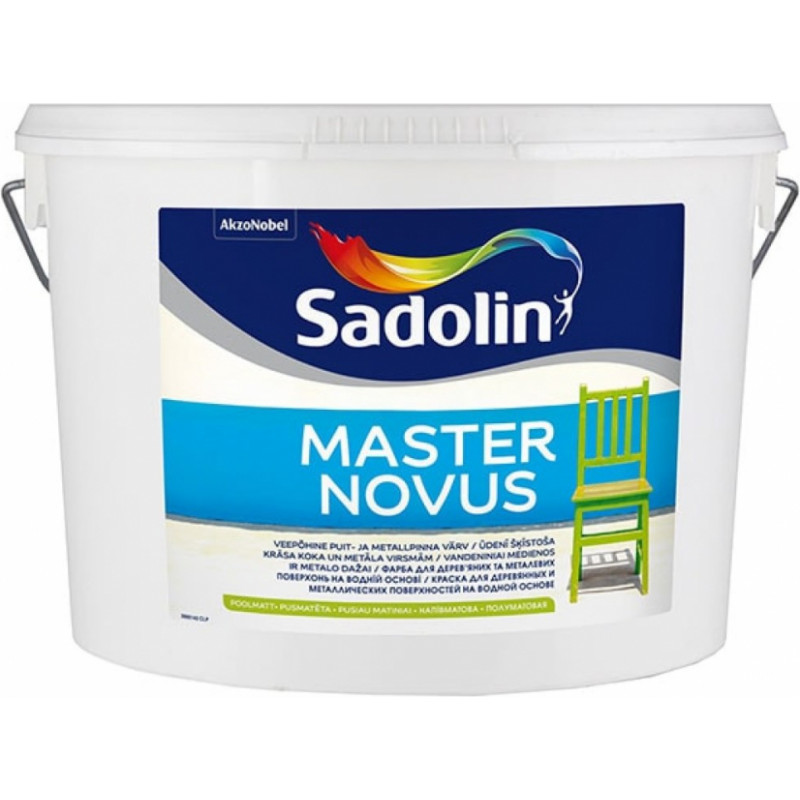 Sadolin Master Novus Pusmatēta krāsa uz ūdens bāzes, koka un metāla virsmām BW 10L