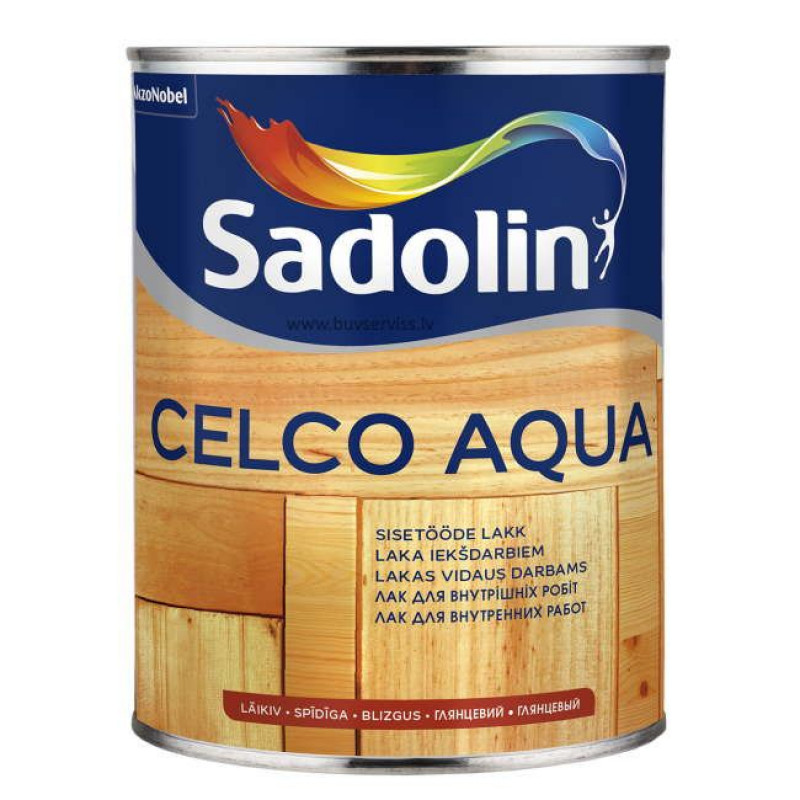 Sadolin Celco Aqua Laka iekšdarbiem, spīdīga 70, 2.5L