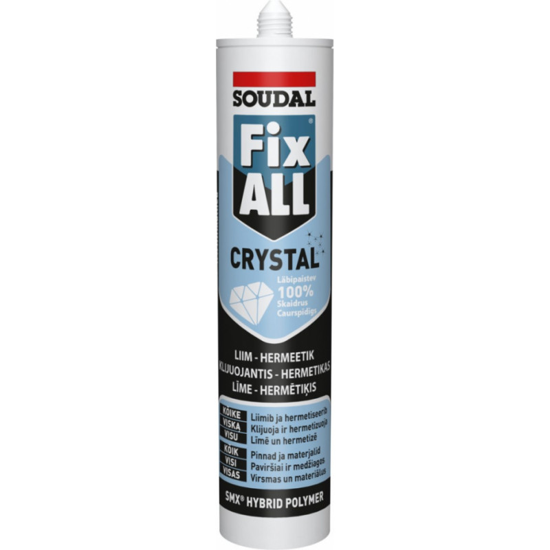 Soudal Fix ALL Crystal Hibrīda polimēru līme/hermētiķis, caurspīdīgs, 290ml