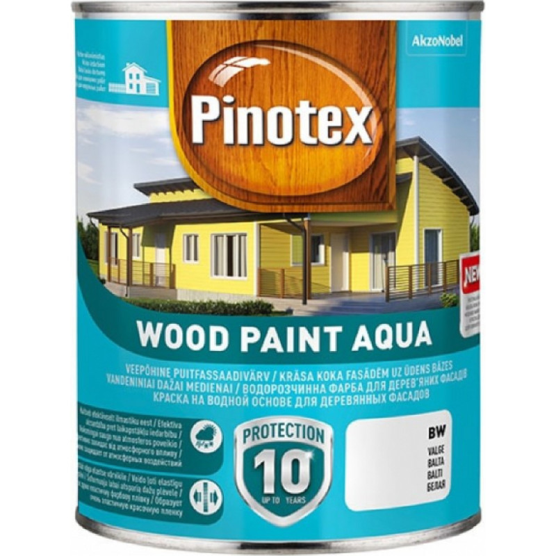 Pinotex Wood Paint Aqua BW Krāsa koka fasādēm, balta, 1L