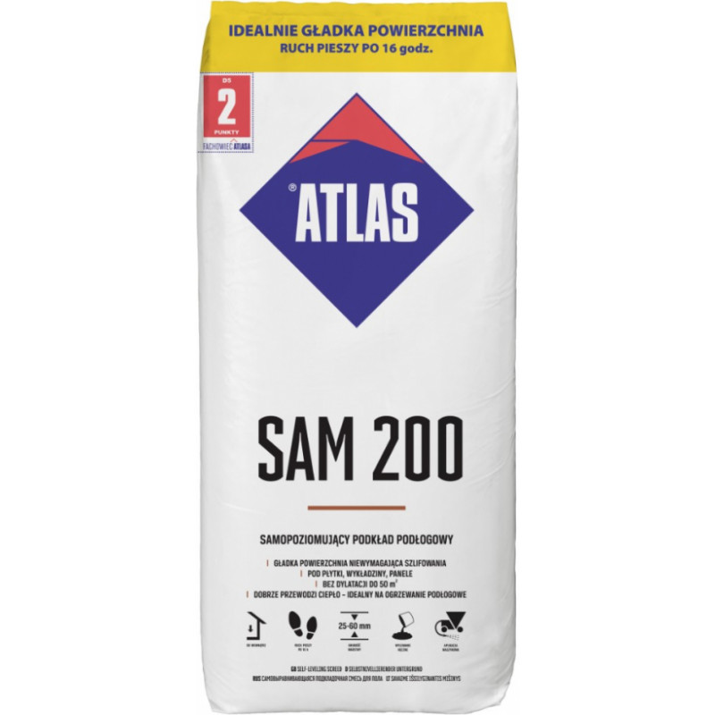 Atlas SAM 200 pašizlidzinošs zem grīdas maisījums (25-60mm), 25kg