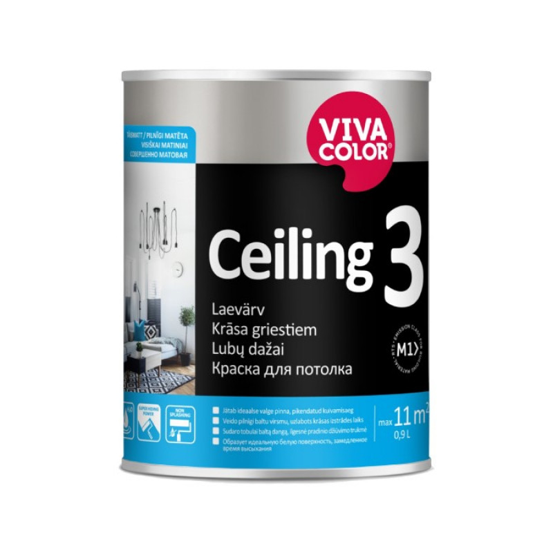 Vivacolor Ceiling 3 AP Griestu krāsa, pilnīgi matēta 0.9L