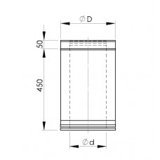 Almeva Dūmvada caurule izolēta 450mm DW25/300 - gab.