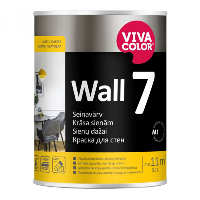 Vivacolor Krāsa sienām Vivacolor Wall 7 Matēta C-bāze (Tonējamā krāsa) 0.9L - gab