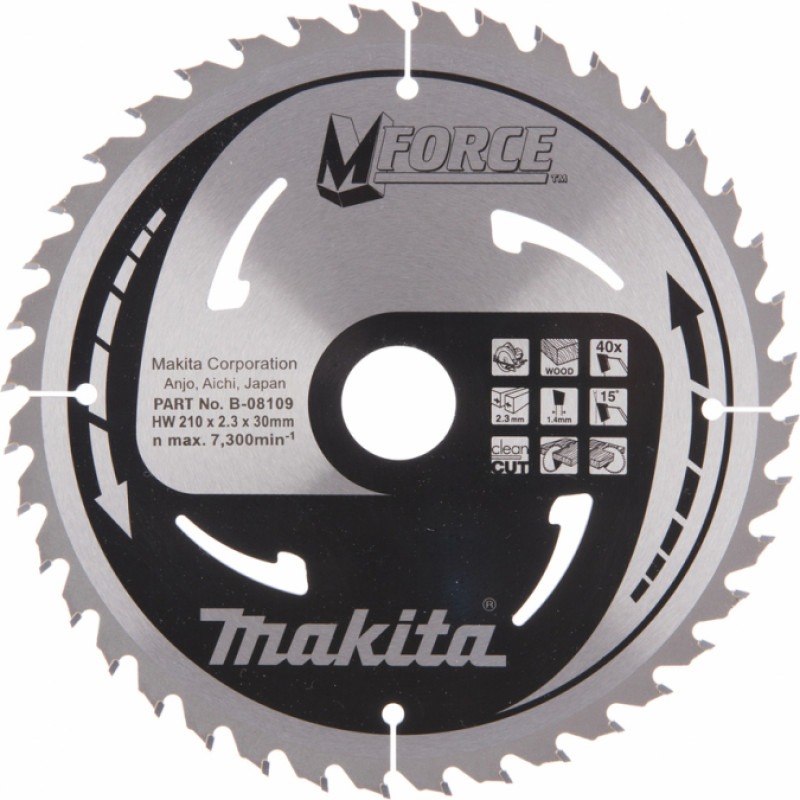 Makita Zāģripa kokam MAKITA M-FORCE 210x30 mm, T40, B-08109 - gab