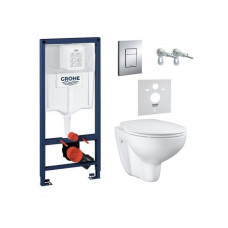 Grohe komplekts - pods ar SC vāku BauCeramic Rimless, rāmis h=1130 mm, taustiņš Skate Cosmo hroms, stiprin