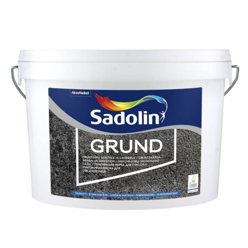 Sadolin Grund Gruntskrāsa sienām un griestiem, stipri matēta, balta 5L