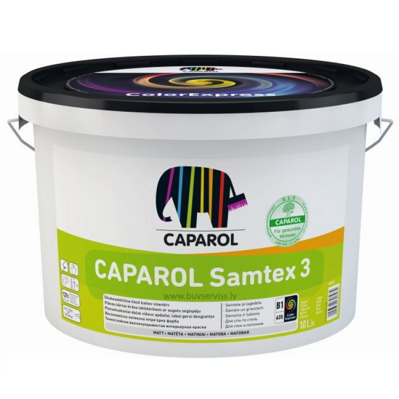 Caparol Samtex 3 E.L.F. B1 Lateksa krāsa sienām un griestiem, matēta 15L