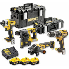 Dewalt 4 Instrumentu komplekts 18V XR (+3x5.0Ah, lādētājs, koferi)