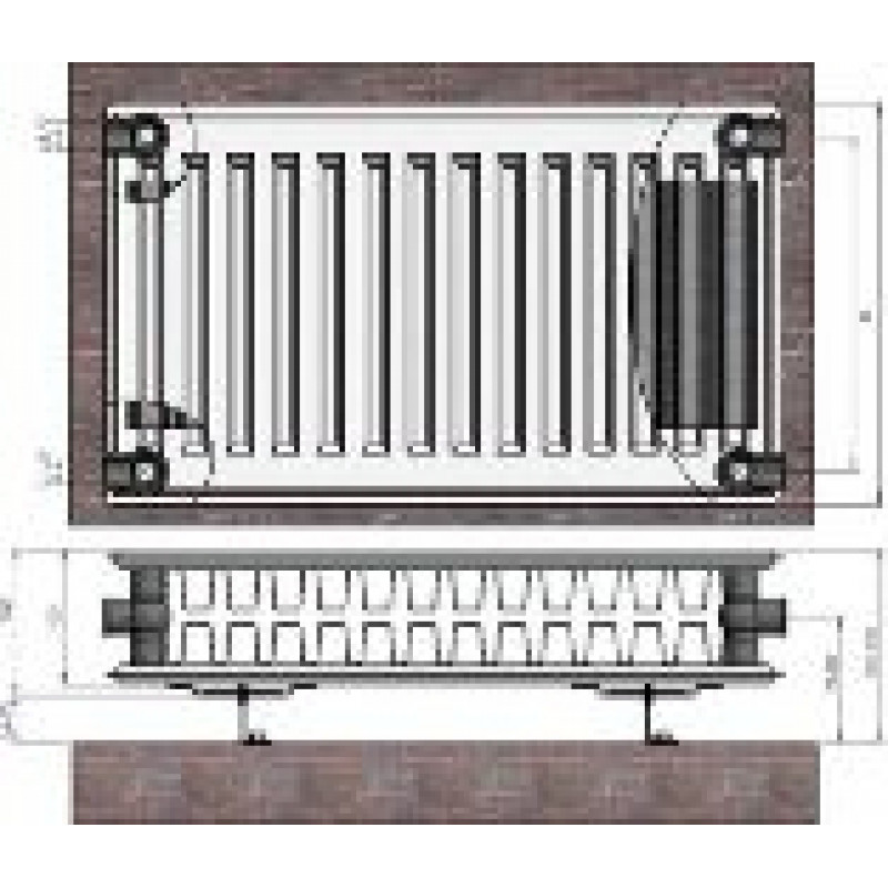 Radiators 22x300x1100 sānu piesl. Termolux