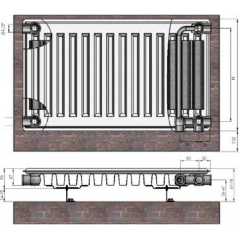 Radiators 11x400x1800 Ventil Compact Termolux