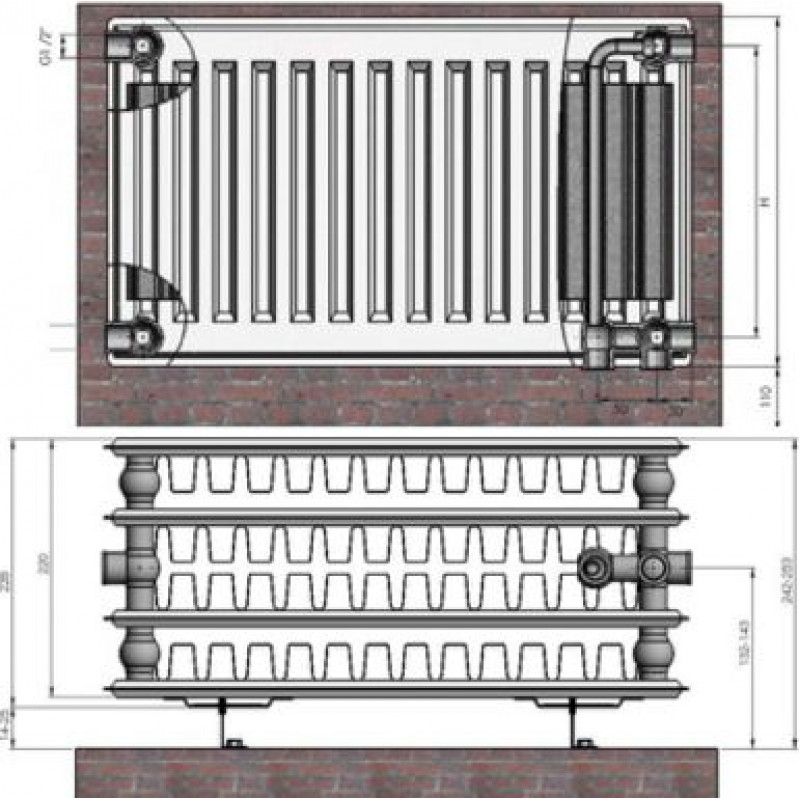 Radiators 44x300x1600 VCO Termolux