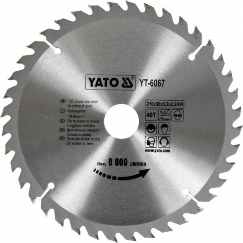 Yato Zāģripa kokam 210x30mm 40T TCT YT-6067 YATO